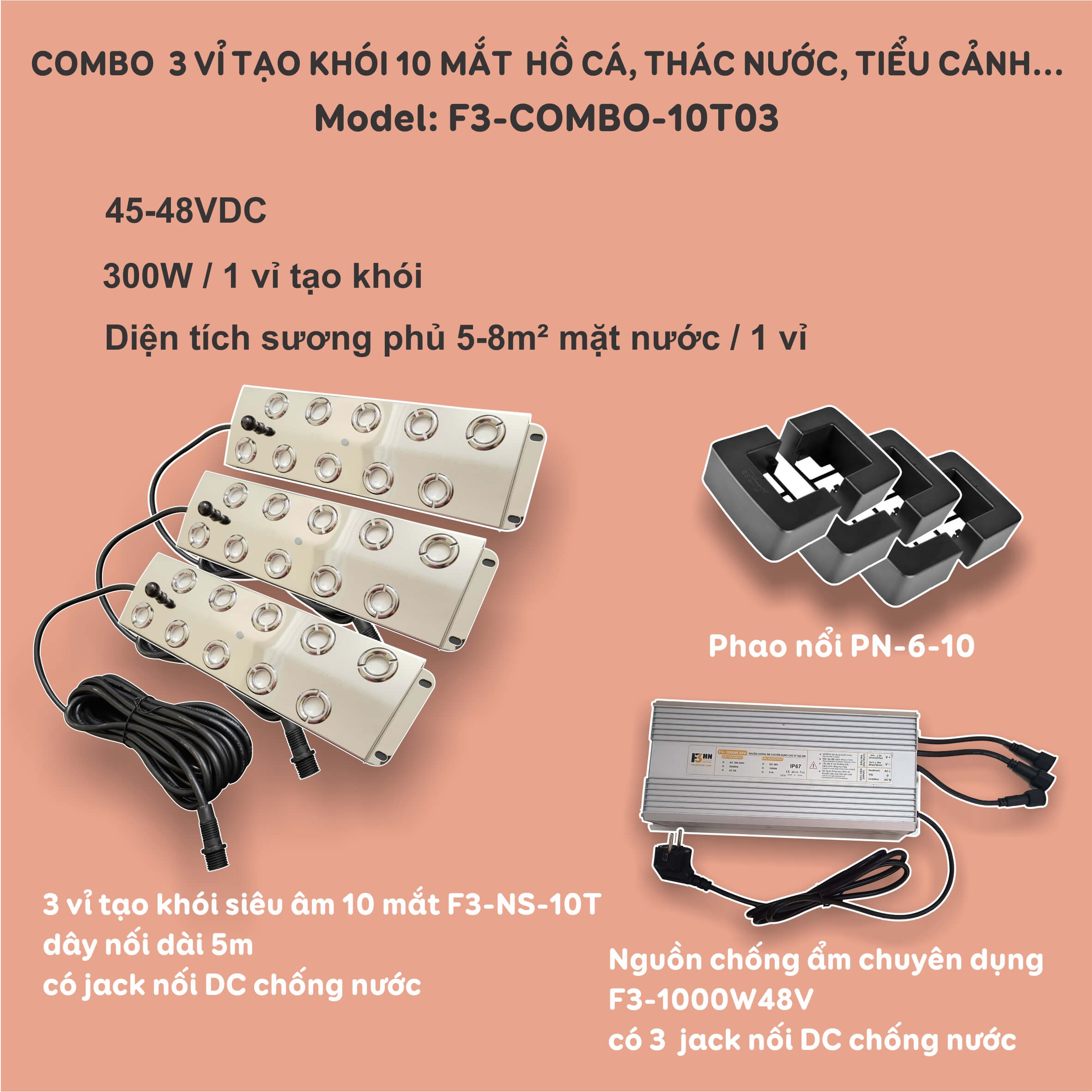 Combo tạo khói siêu âm 3 vỉ 10 mắt hồ cá, thác nước, tiểu cảnh F3-NS-10T03 Combo tạo khói siêu âm 3 vỉ 10 mắt hồ cá, thác nước, tiểu cảnh F3-NS-10T03-02